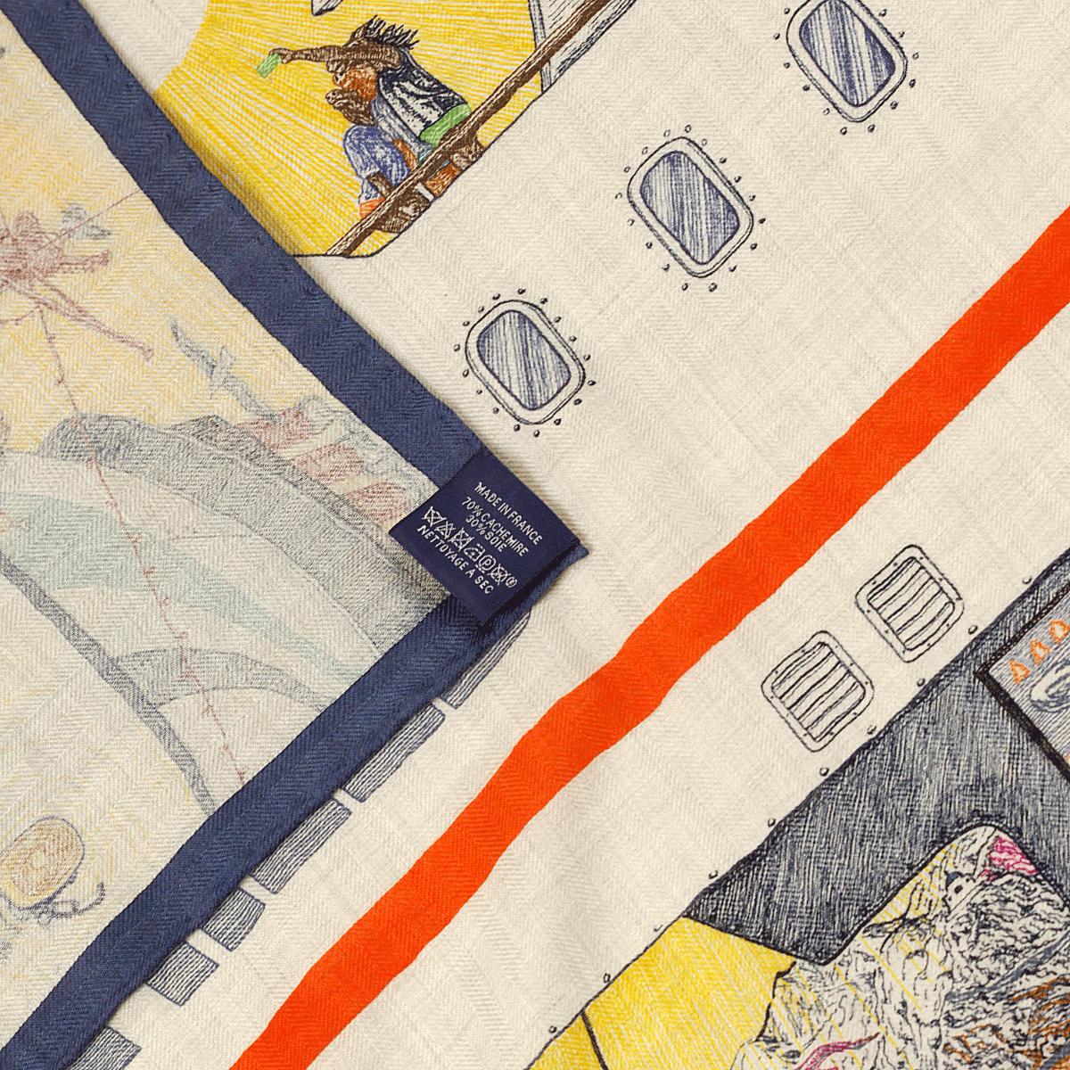 Hermes Scarf "Ferry Tales" by Elias Kafouros 100cm Cashmere