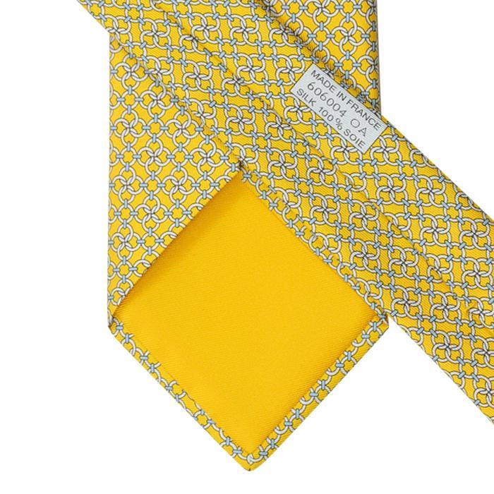 Hermes Men's Silk Tie Equestrian Geometric Pattern 606004 | Necktie Cravate