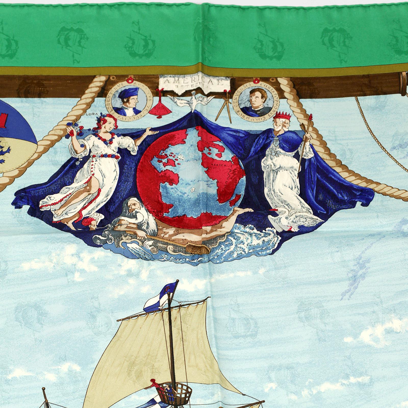 Hermes Scarf "Christophe Colomb Decouvre L'Amerique" by Carl De Parcevaux 90cm Silk | Carre Foulard