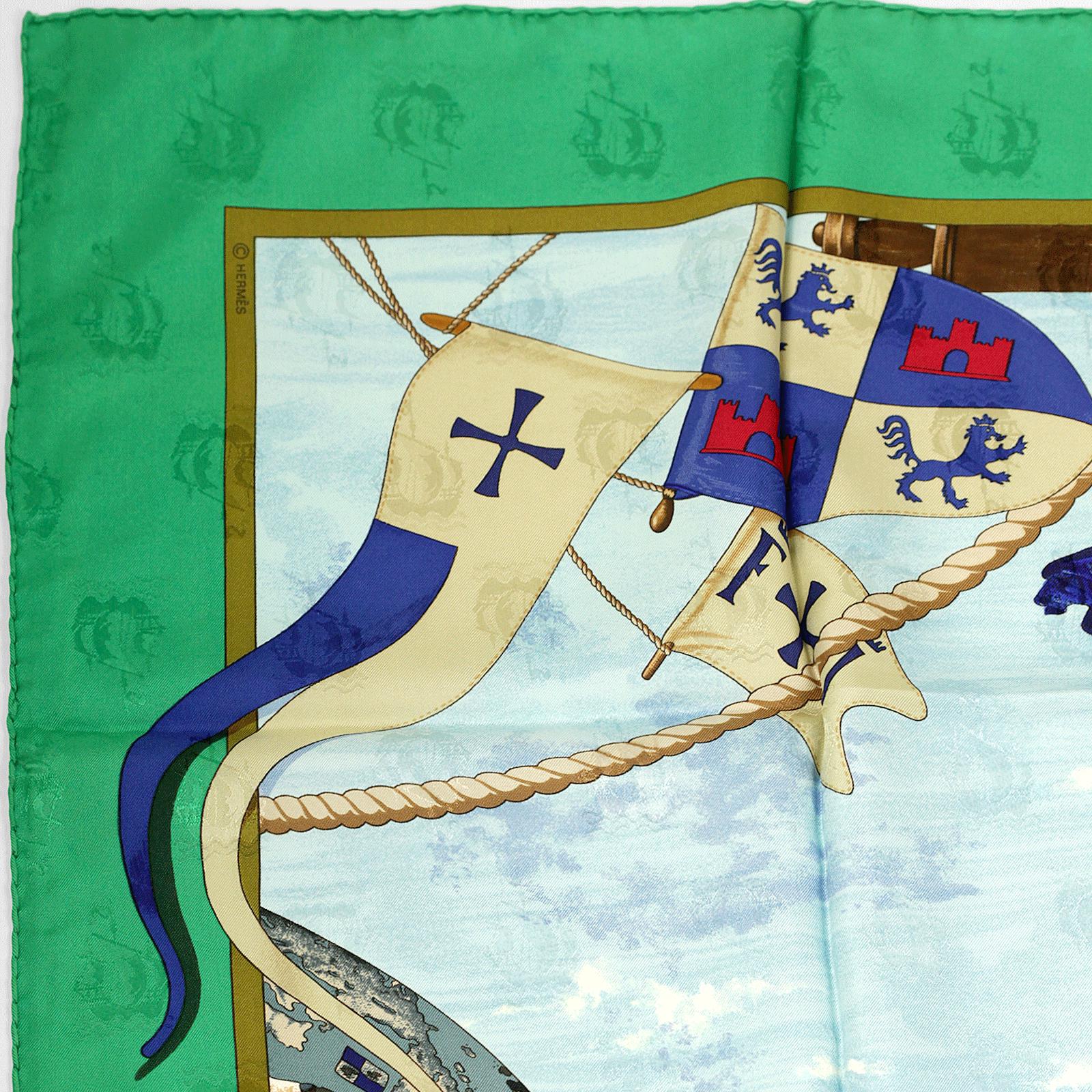Hermes Scarf "Christophe Colomb Decouvre L'Amerique" by Carl De Parcevaux 90cm Silk | Carre Foulard