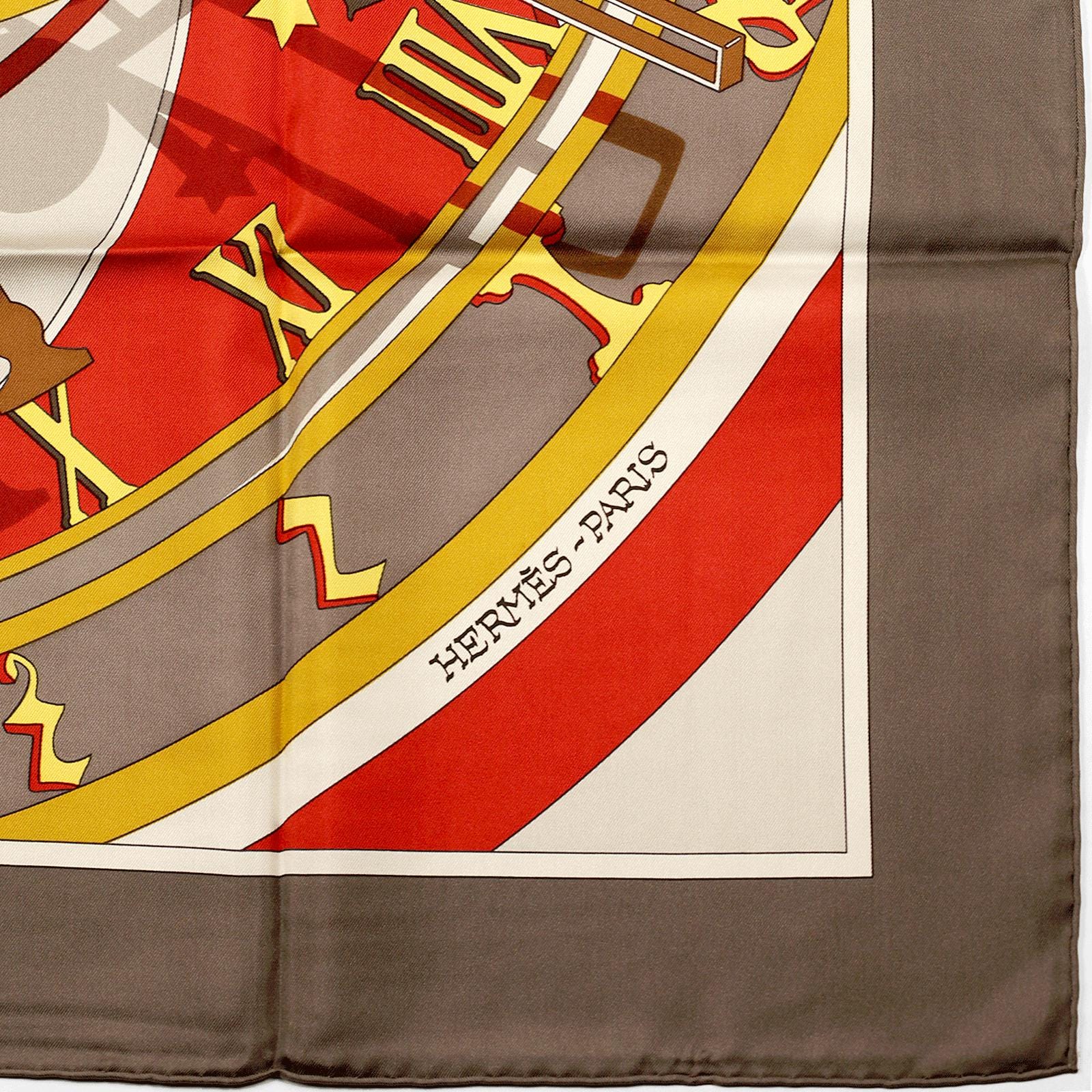Hermes Scarf "Mecanique du Temps" by Loic Dubigeon 90cm Silk | Carre