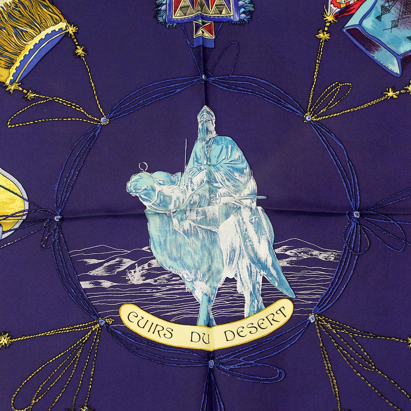Hermes Scarf "Cuirs du Desert" by Françoise De La Perriere Vintage 90cm Silk | Carre Foulard