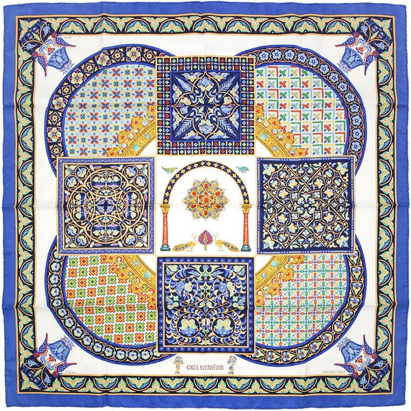 Hermes Scarf "Ciels Byzantins" by Julia Abadie Vintage 90cm Silk Jacuard | Carre Foulard