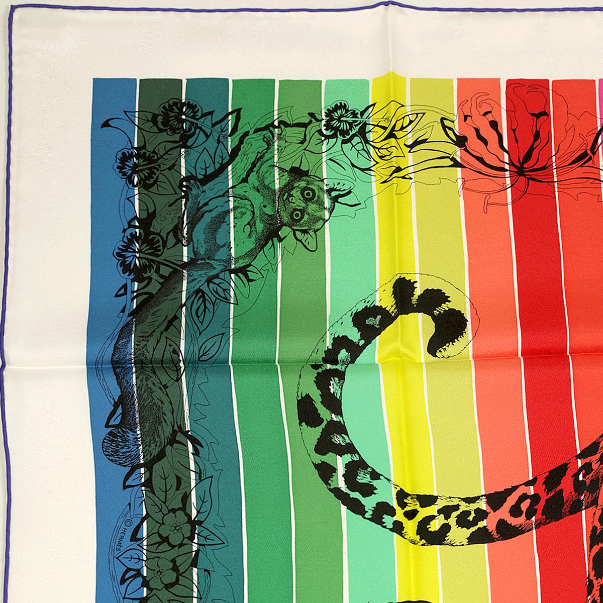 Hermes Scarf "Jungle Love Rainbow" by Robert Dallet 90cm Silk | Carre Foulard