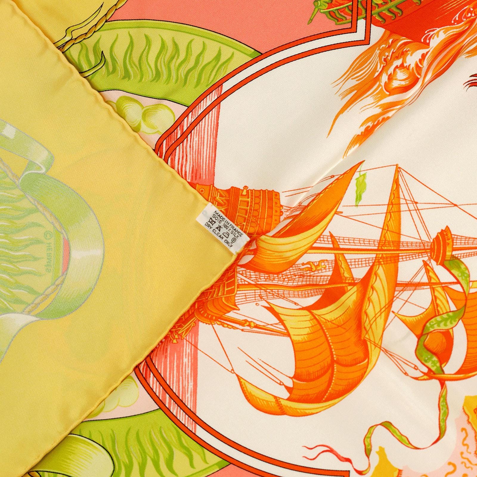 Hermes Scarf "Au Dela de Cinq Mers" by Laurence Bourthoumieux 90cm Silk | Carre Foulard