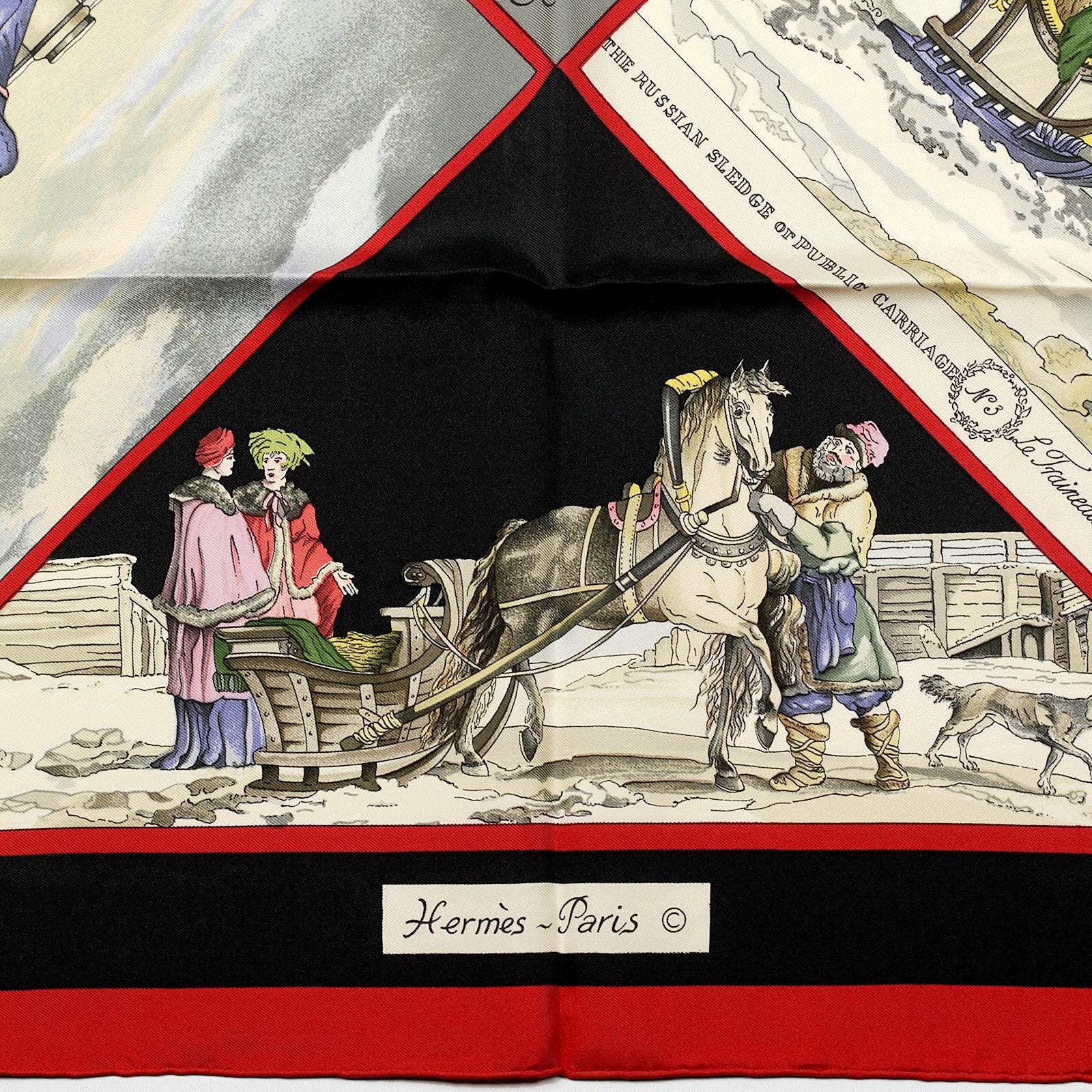Hermes Scarf "Voyages en Russie" by Loic Dubigeon 90cm Silk | Carre Foulard