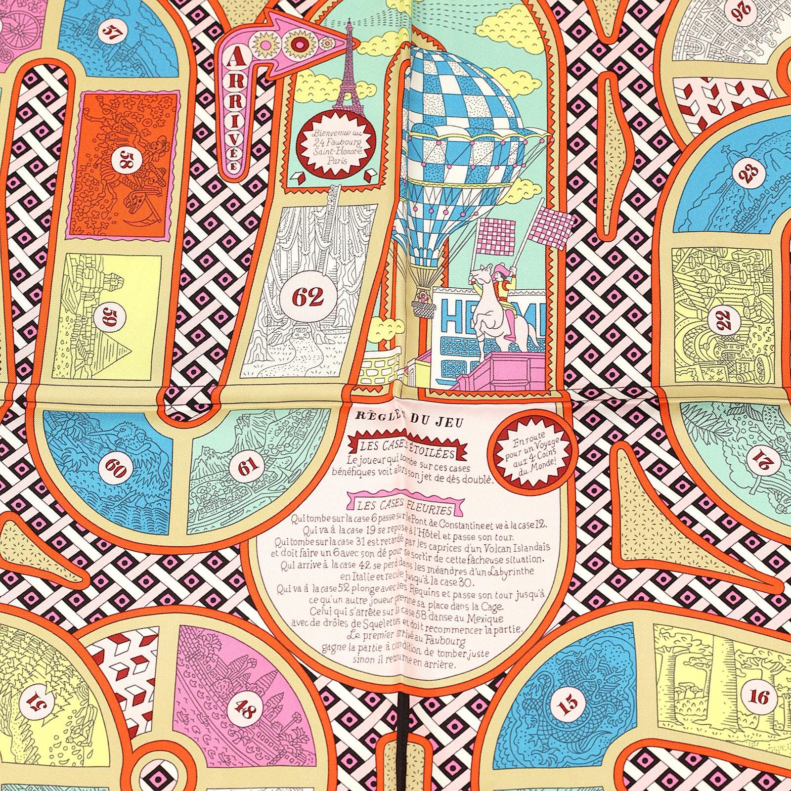 Hermes Scarf "Le Tour du Monde en 63 Cases" by Pierre Marie 90cm Silk | Carre Foulard