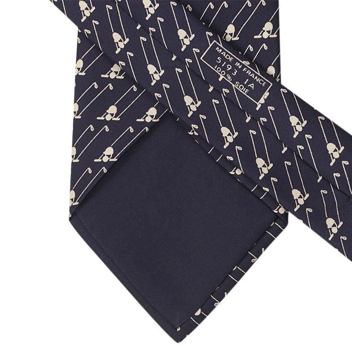 Hermes Men's Silk Tie Whimsical Polo Pattern 5193