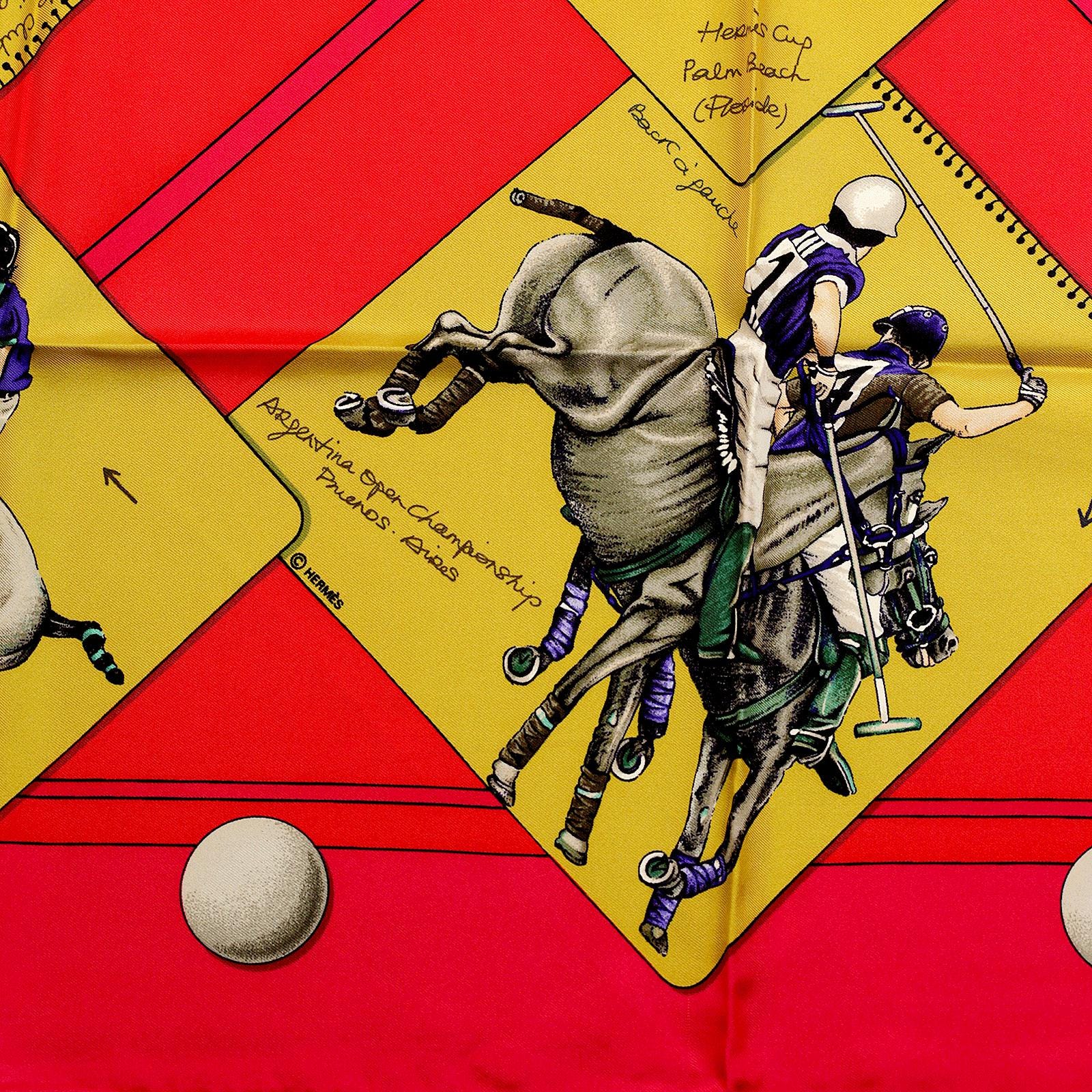 Hermes Scarf "Monde du Polo" by Chantal de Crissey 90cm Silk | Carre Foulard