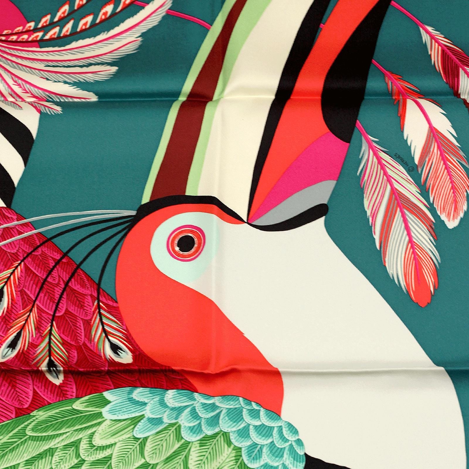 Hermes Scarf "Toucans de Paradis" by Katie Scott 90cm Silk | Carre Foulard