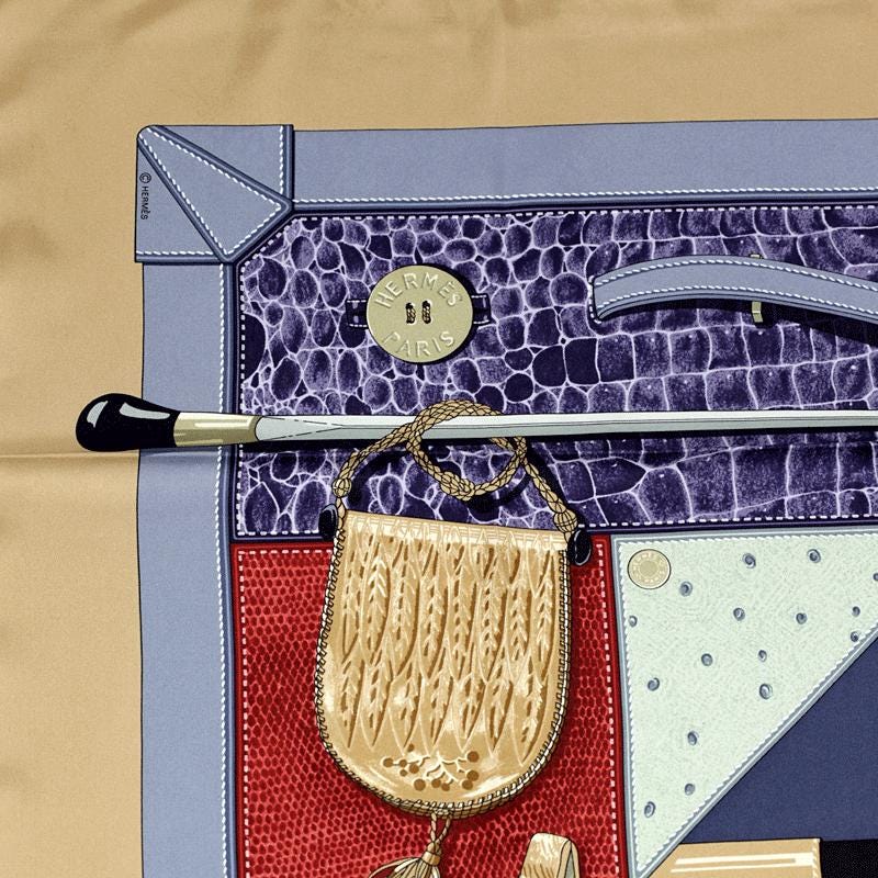 Hermes Scarf "Tout Cuir" by Caty Latham 90cm Silk | Foulard Carre