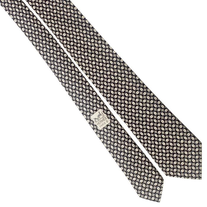 Hermes Men's Silk Tie Geometric Pattern 5555 | Necktie Cravate