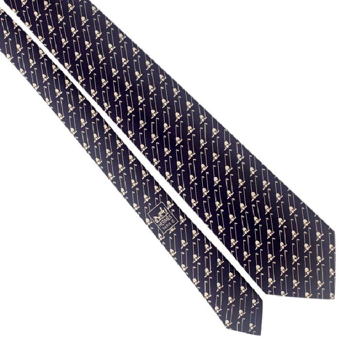 Hermes Men's Silk Tie Whimsical Polo Pattern 5193
