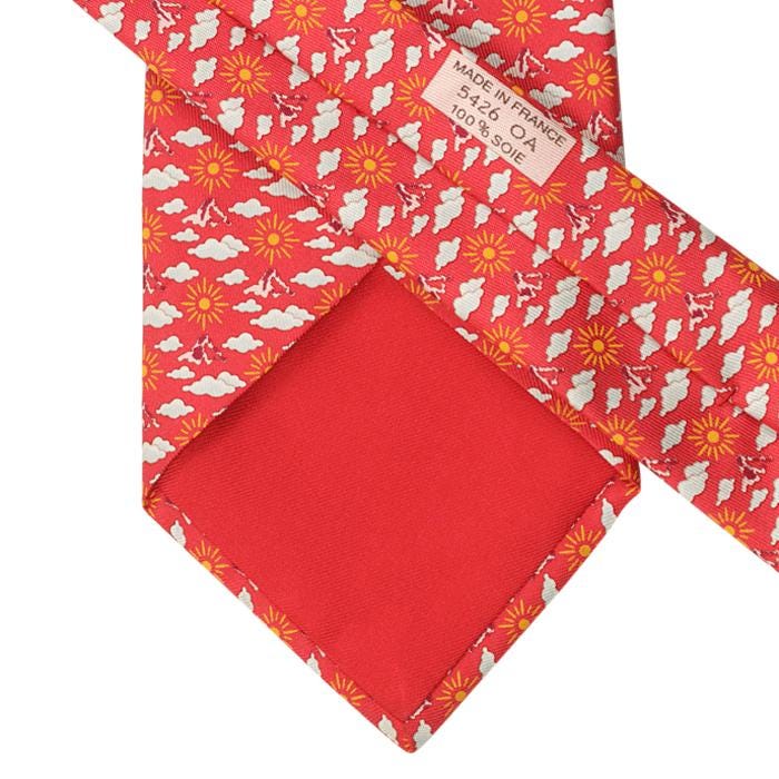 Hermes Men's Silk Tie Clouds Sun Pattern 5426 | Special Limited Edition for Invesco