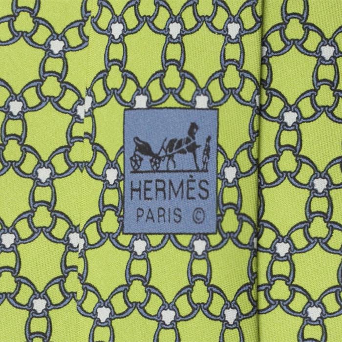 Hermes Men's Silk Tie Equestrian Geometric Pattern 5339 | Necktie Cravate