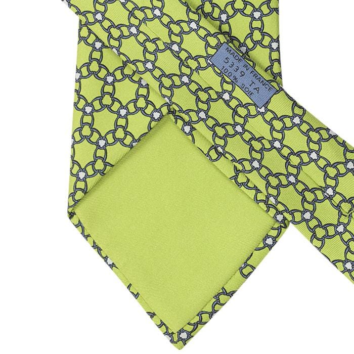 Hermes Men's Silk Tie Equestrian Geometric Pattern 5339 | Necktie Cravate
