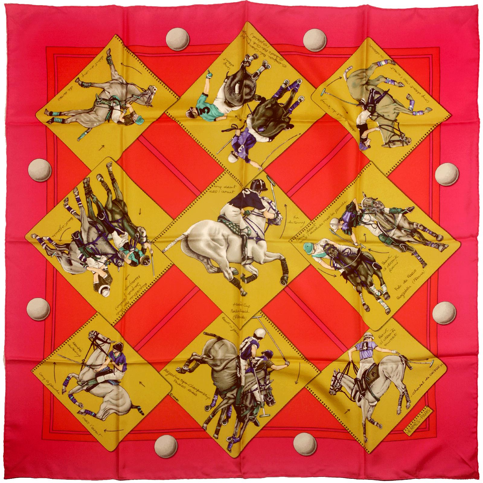 Hermes Scarf "Monde du Polo" by Chantal de Crissey 90cm Silk | Carre Foulard