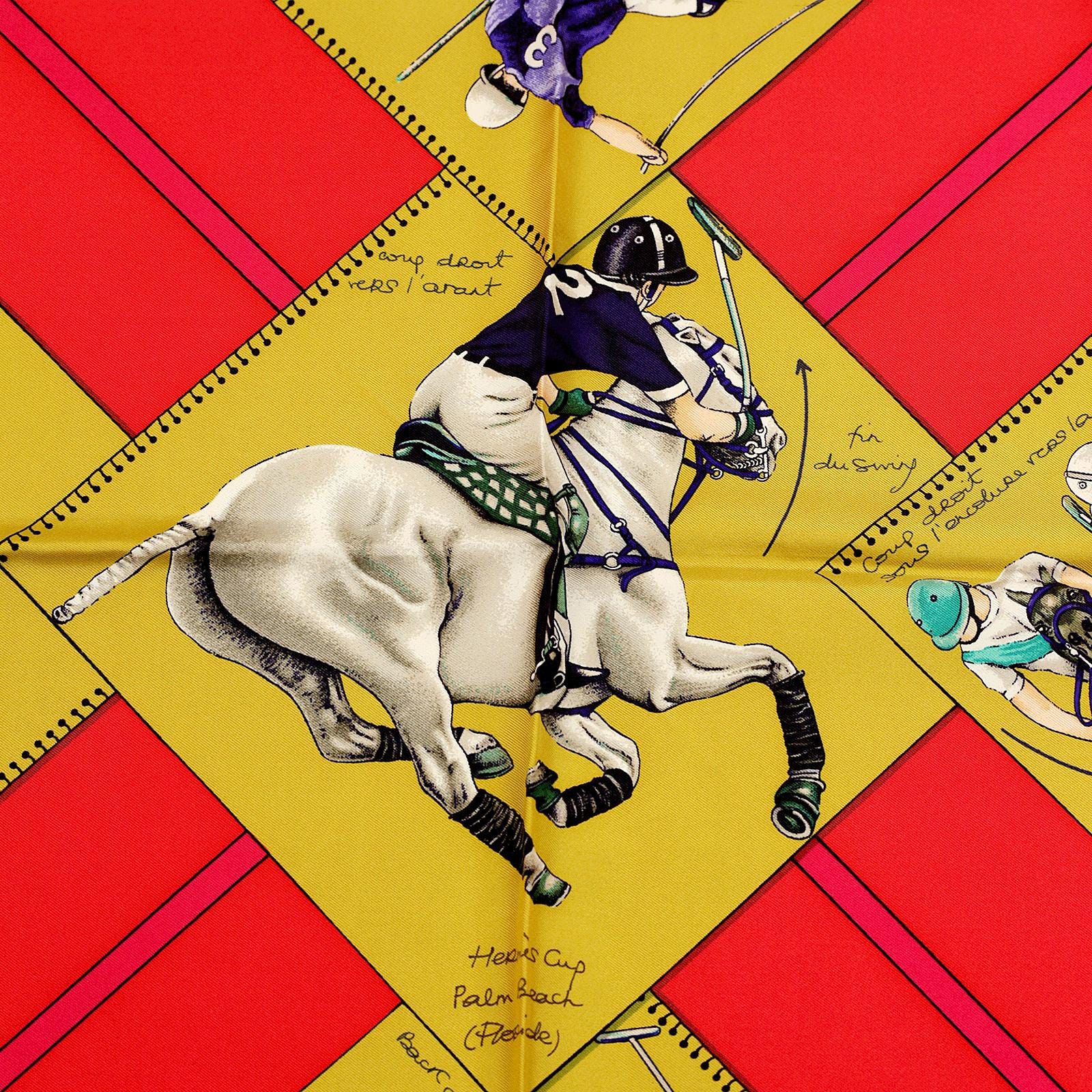 Hermes Scarf "Monde du Polo" by Chantal de Crissey 90cm Silk | Carre Foulard