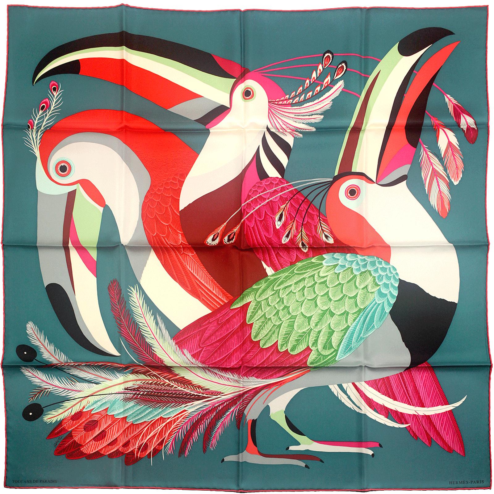 Hermes Scarf "Toucans de Paradis" by Katie Scott 90cm Silk | Carre Foulard
