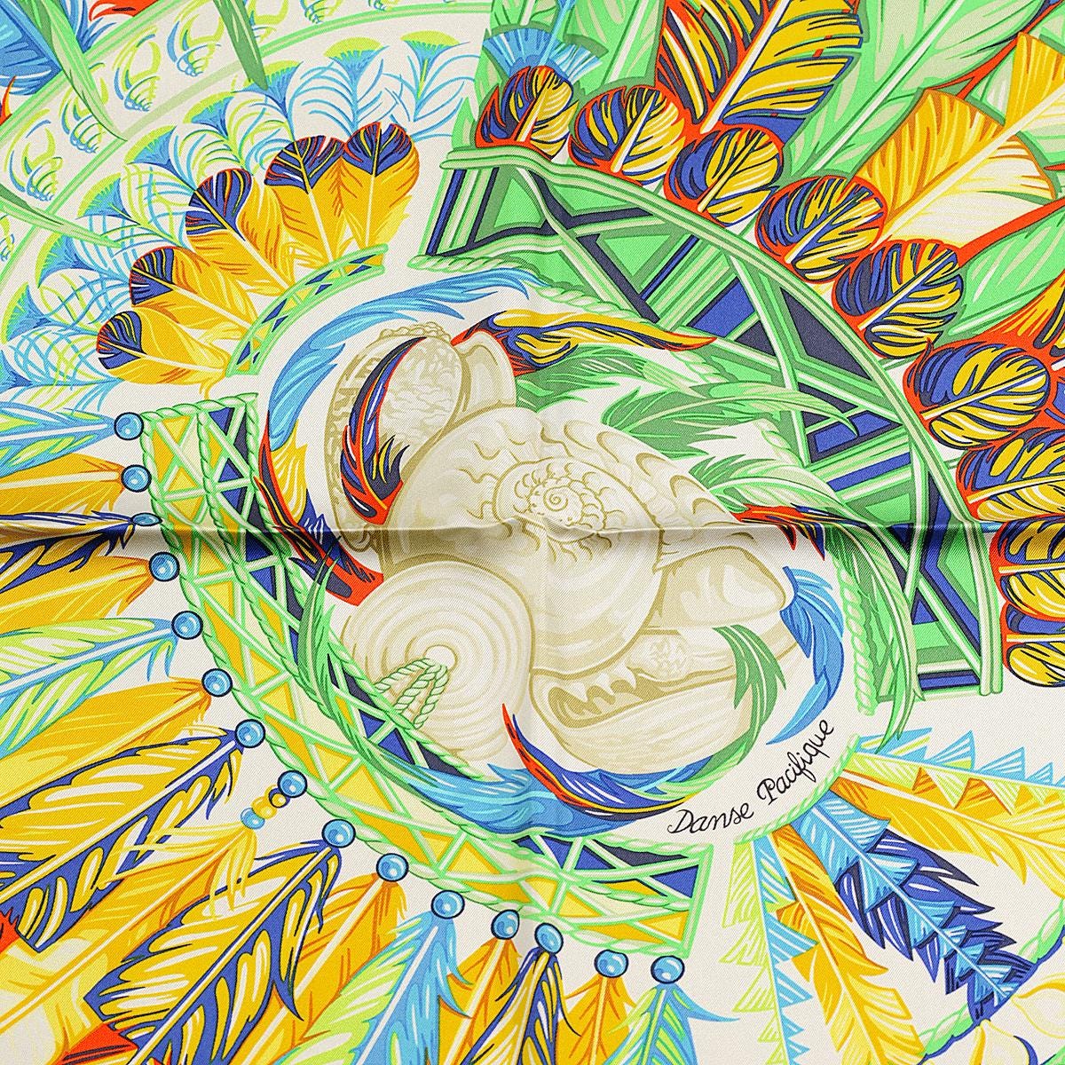 Hermes Scarf "Danse Pacifique" by Laurence Bourthoumieux 90cm Silk