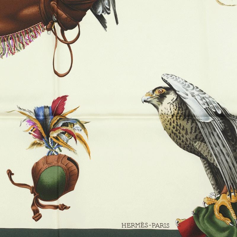 Hermes Scarf "Chasse a Vol" by Henri de Linares 90cm Silk | Carre Foulard
