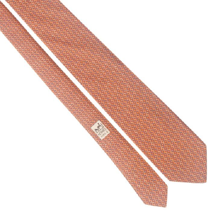 Hermes Men's Silk Tie Geometric Chaine d'Ancre Pattern 605934 | Necktie Cravate