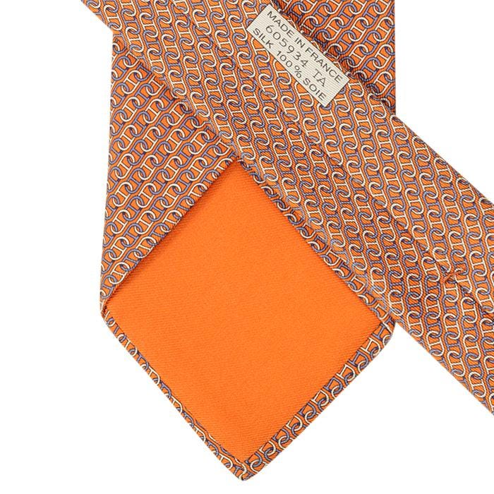 Hermes Men's Silk Tie Geometric Chaine d'Ancre Pattern 605934 | Necktie Cravate