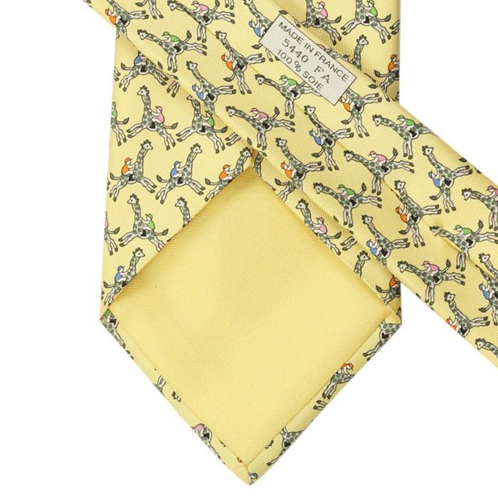 Hermes Men's Silk Tie Whimsical Giraffe Jockeys Pattern 5440 | Necktie Cravate