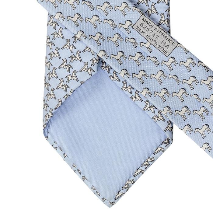 Hermes Men's Silk Tie Whimsical Origami Horse Pattern 625747 | Necktie Cravate