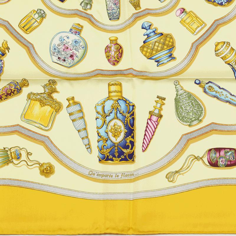 Hermes Scarf "Flacons" by Catherine Baschet Vintage 90cm Silk | Foulard Carre