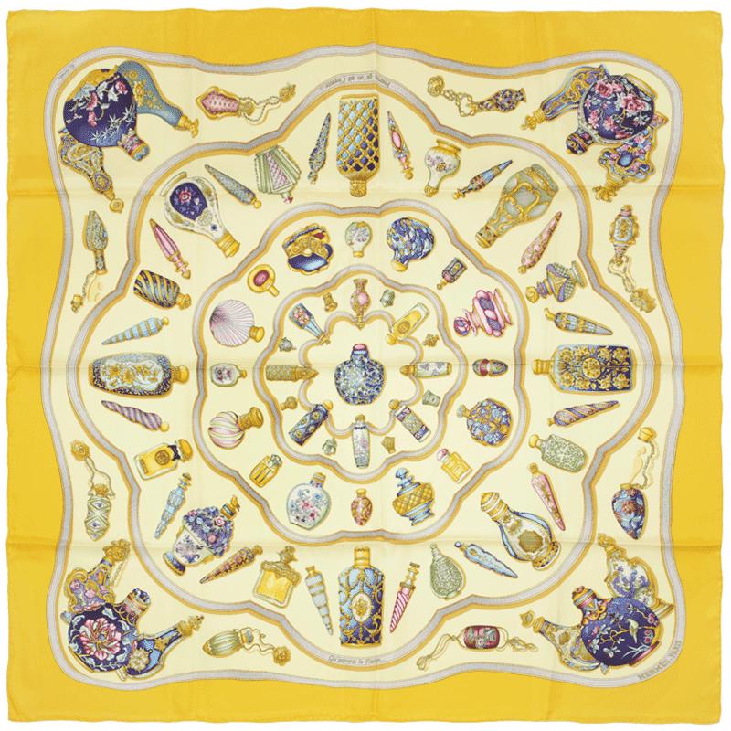 Hermes Scarf "Flacons" by Catherine Baschet Vintage 90cm Silk | Foulard Carre