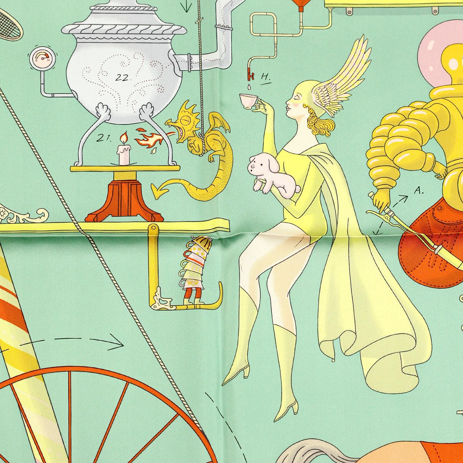 Hermes Scarf "Tea for Two" by Jonathon Burton 90cm Silk | Carre Foulard