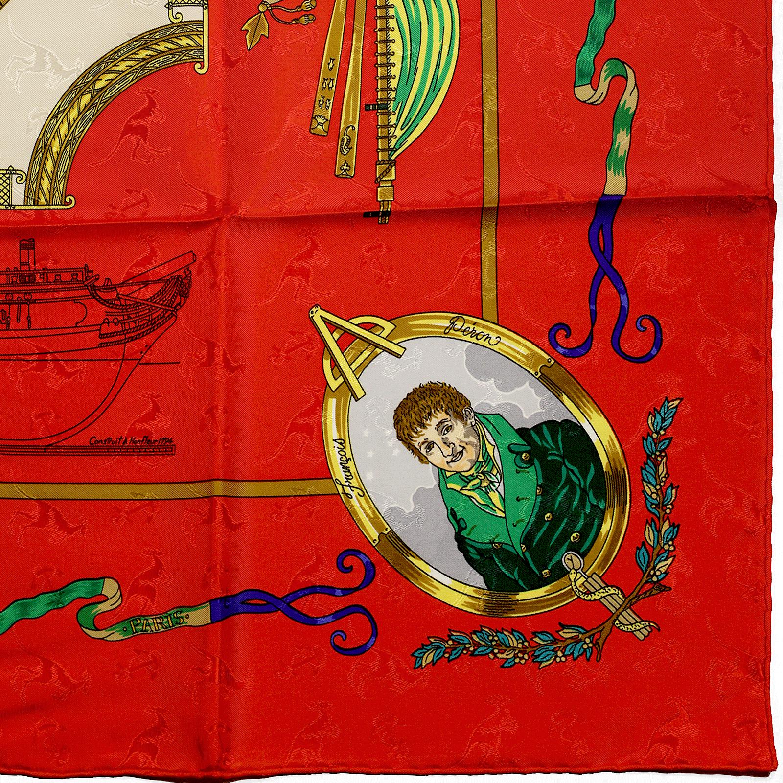 Hermes Scarf "Le Geographe" by Sandra Laroche 90cm Silk Jacquard | Carre Foulard