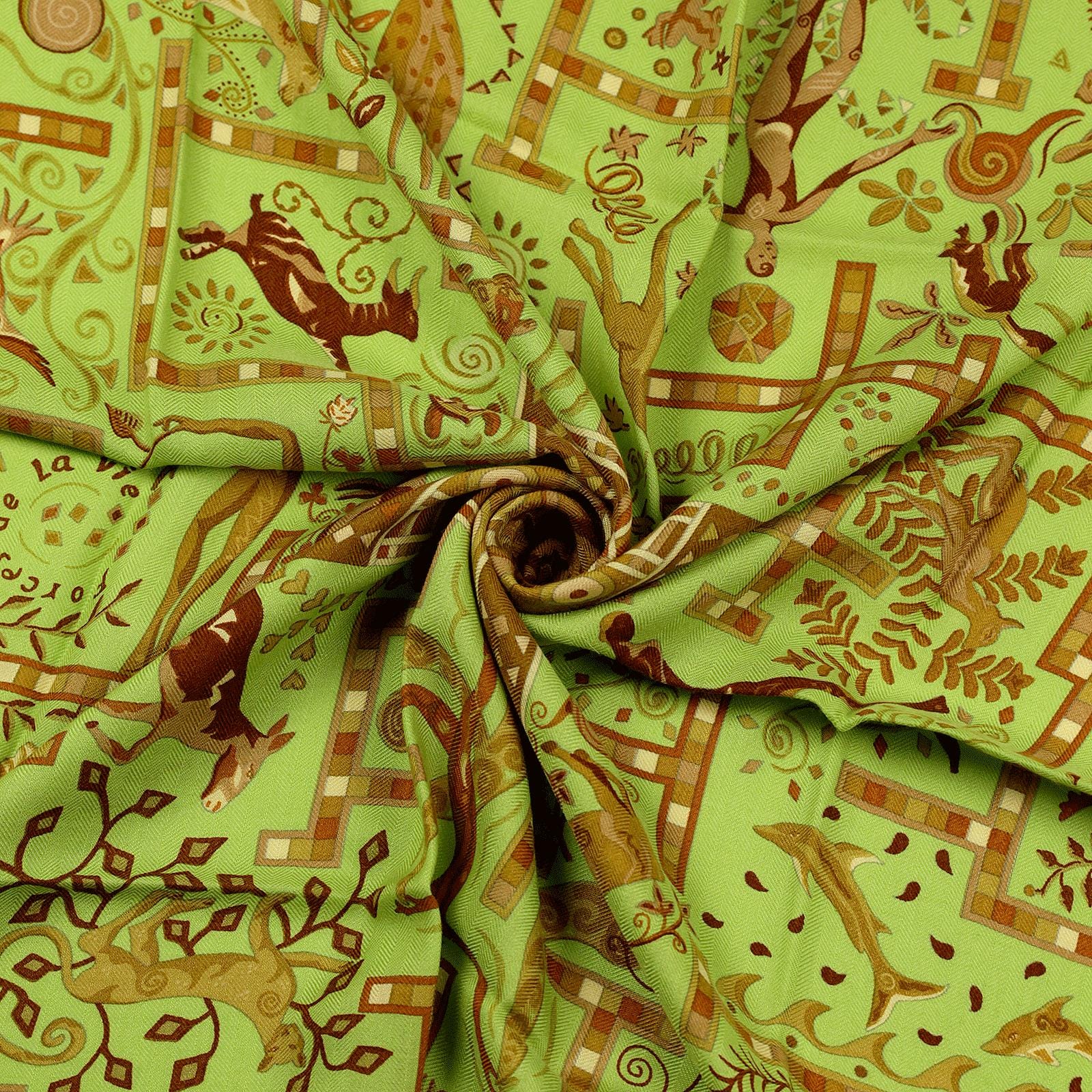 Hermes Scarf "Forces de la Vie" by Christine Henry 90cm Cashmere | Carre Foulard