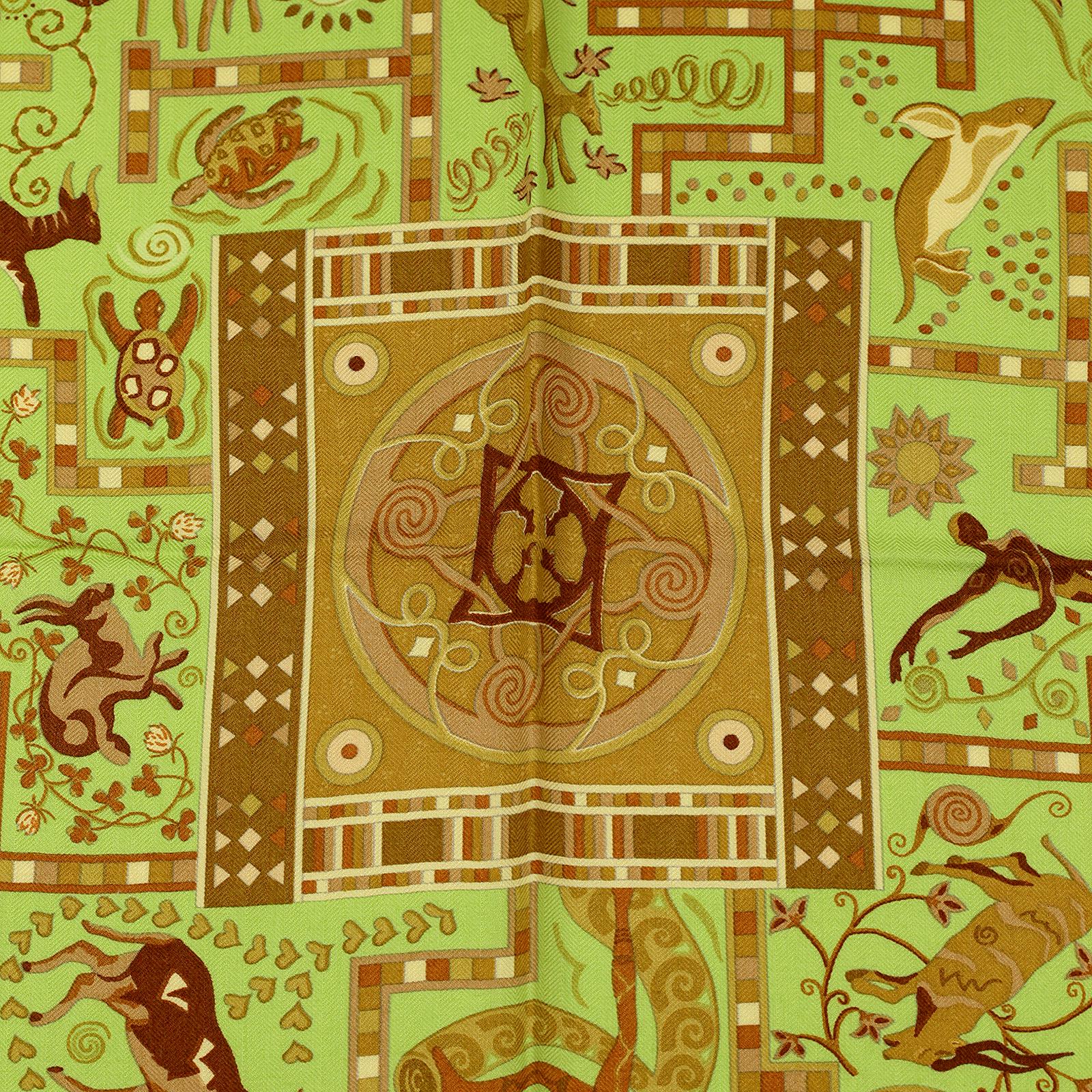 Hermes Scarf "Forces de la Vie" by Christine Henry 90cm Cashmere | Carre Foulard