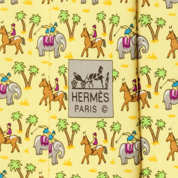Hermes Men's Silk Tie Whimsical Elephant Jockeys Pattern 5416 | Necktie Cravate