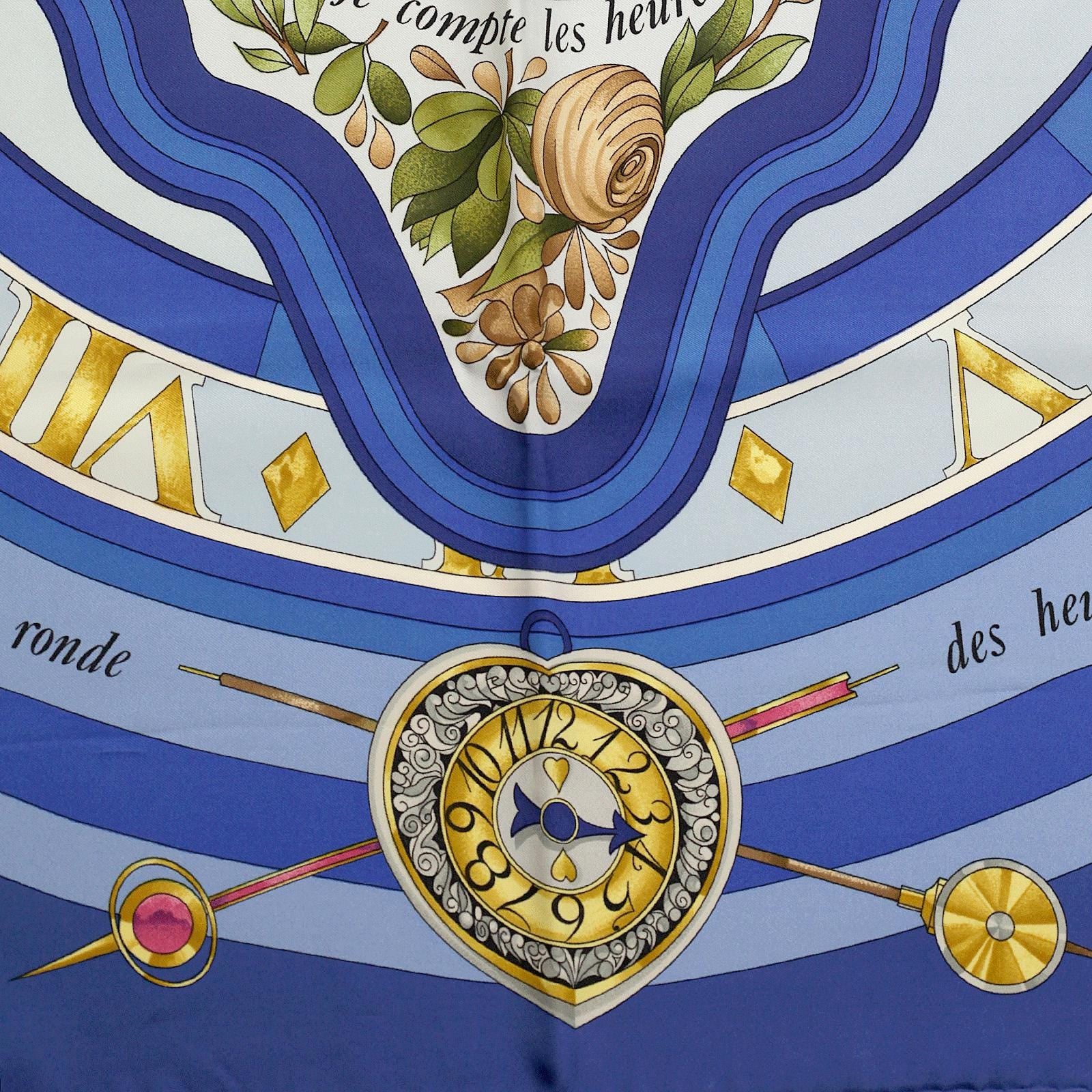 Hermes Scarf "La Ronde des Heures" by Loic Dubigeon 90cm Silk | Foulard Carre