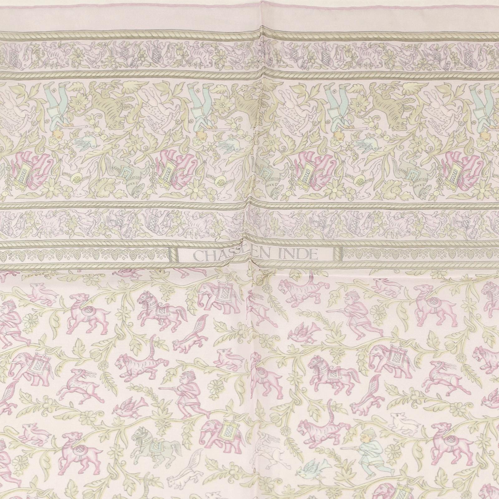 Hermes Scarf Mousseline "Chasse en Inde" by Michel Duchene 90cm Silk | Carre Foulard Chiffon