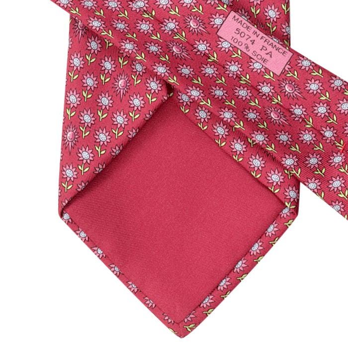 Hermes Men's Silk Tie Whimsical Sunflowers Pattern 5074 | Necktie Cravate
