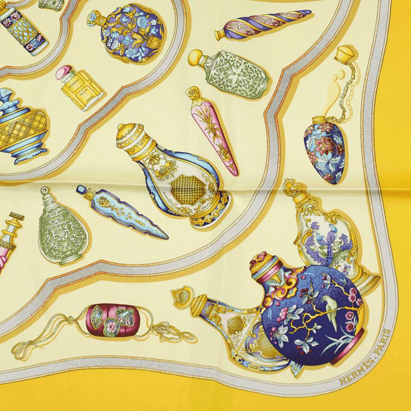 Hermes Scarf "Flacons" by Catherine Baschet Vintage 90cm Silk | Foulard Carre