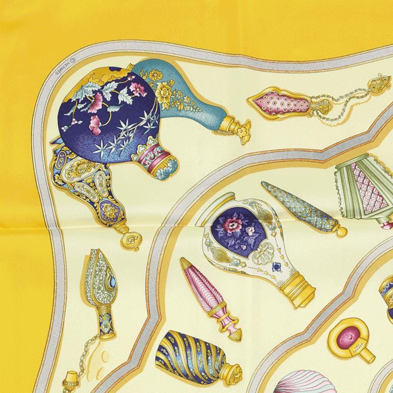 Hermes Scarf "Flacons" by Catherine Baschet Vintage 90cm Silk | Foulard Carre
