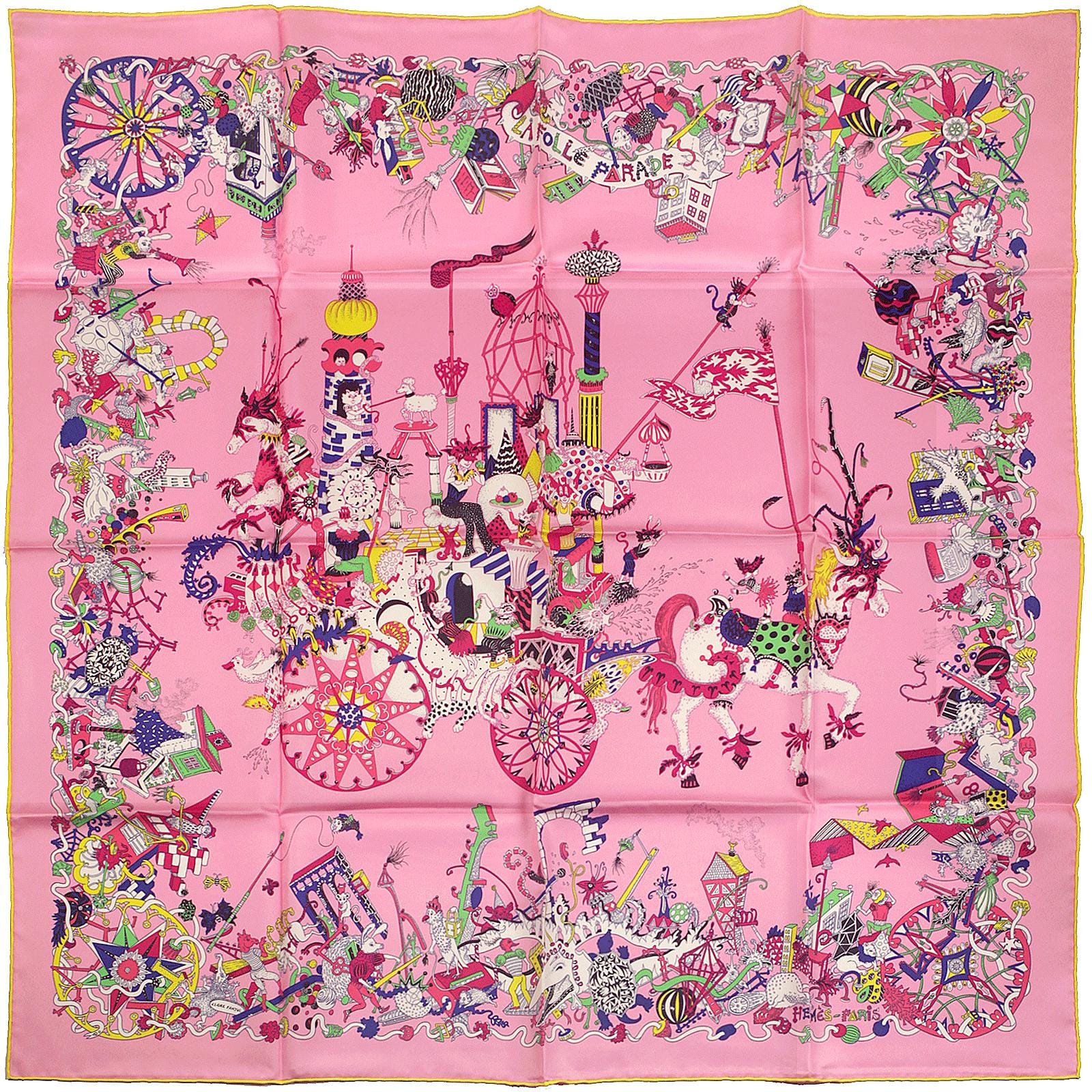 Hermes Scarf "La Folle Parade" by Claire Fanjul 90cm Silk | Carre Foulard