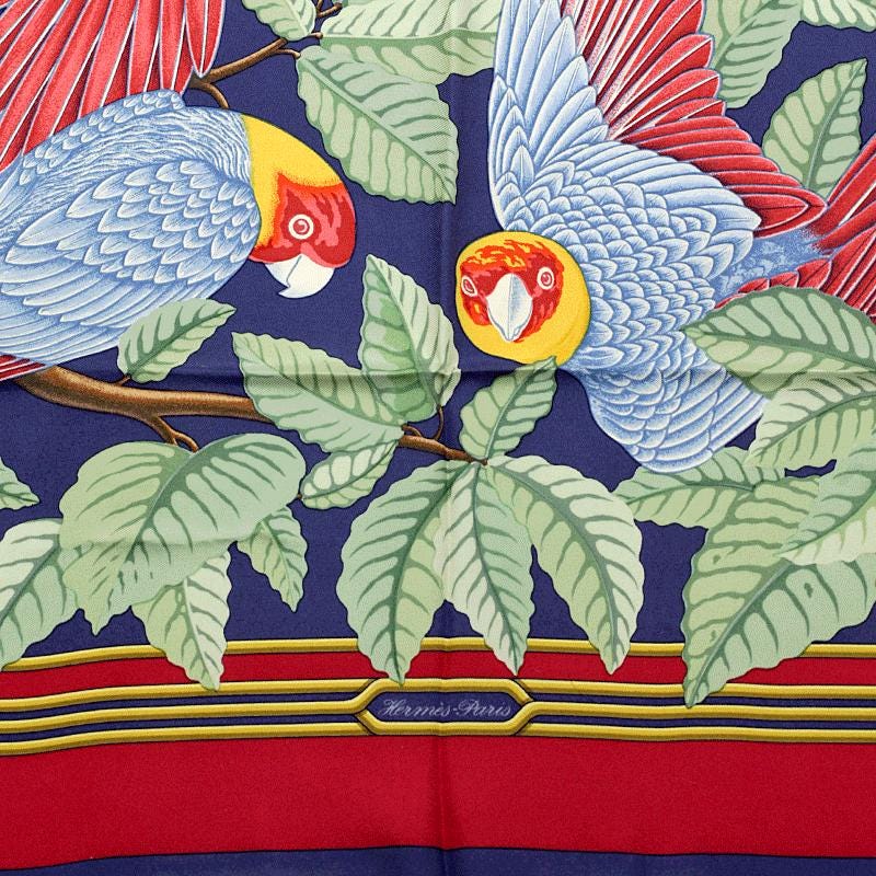 Hermes Scarf "Les Perroquets" by Joachim Metz Vintage 90cm Silk | Carre Foulard