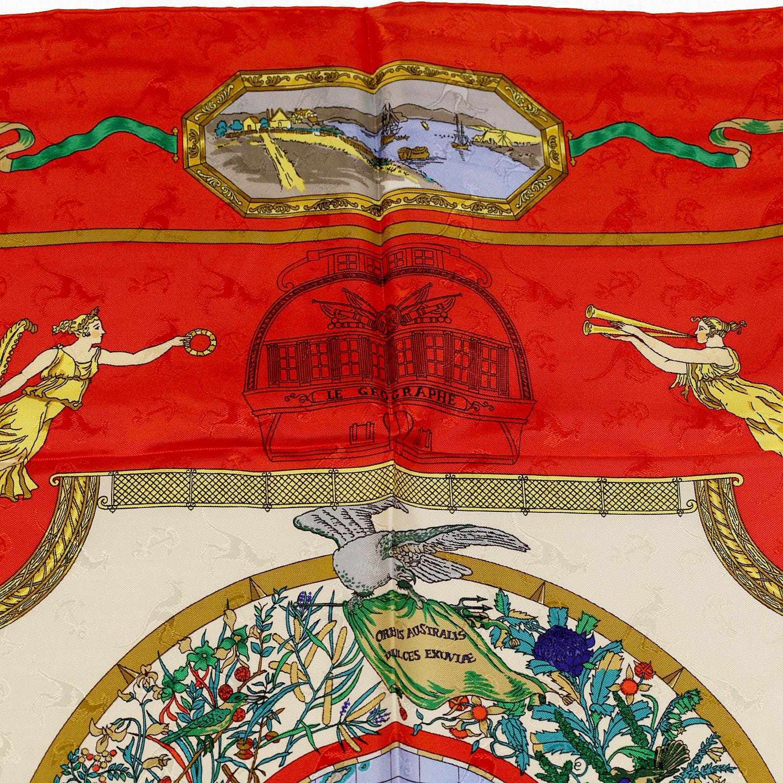 Hermes Scarf "Le Geographe" by Sandra Laroche 90cm Silk Jacquard | Carre Foulard