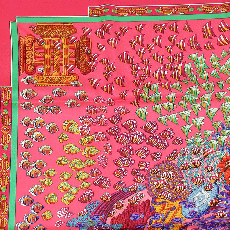 Hermes Scarf "Rencontre Oceane" by Annie Faivre 90cm Silk | Carre Foulard