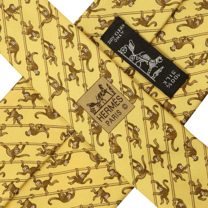 Hermes Men's Silk Tie Whimsical Monkeys Pattern 5417 | Necktie Cravate