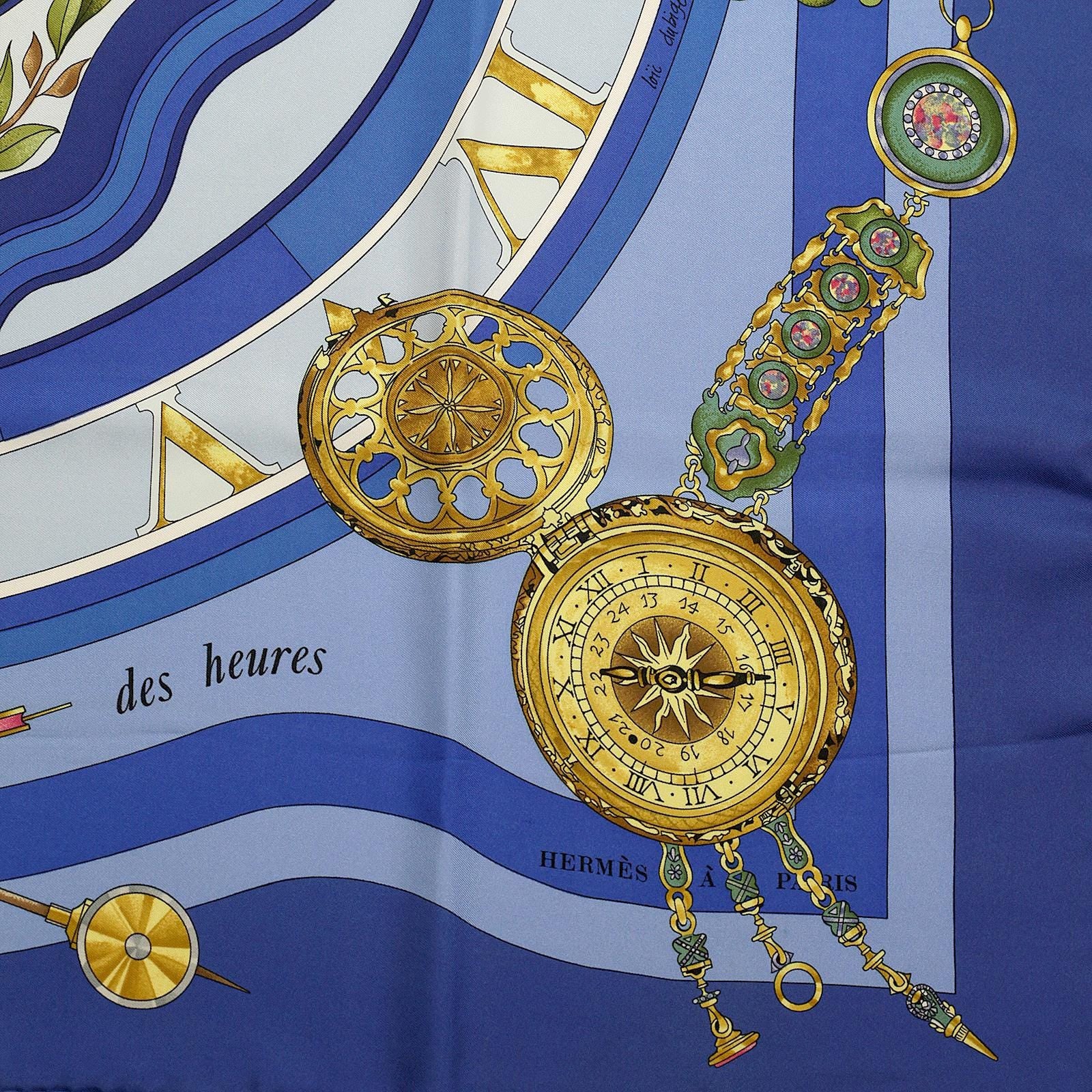 Hermes Scarf "La Ronde des Heures" by Loic Dubigeon 90cm Silk | Foulard Carre