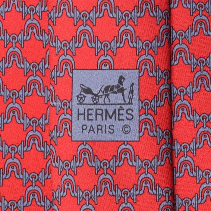 Hermes Men's Silk Tie Equestrian Geometric Pattern 605704 | Necktie Cravate