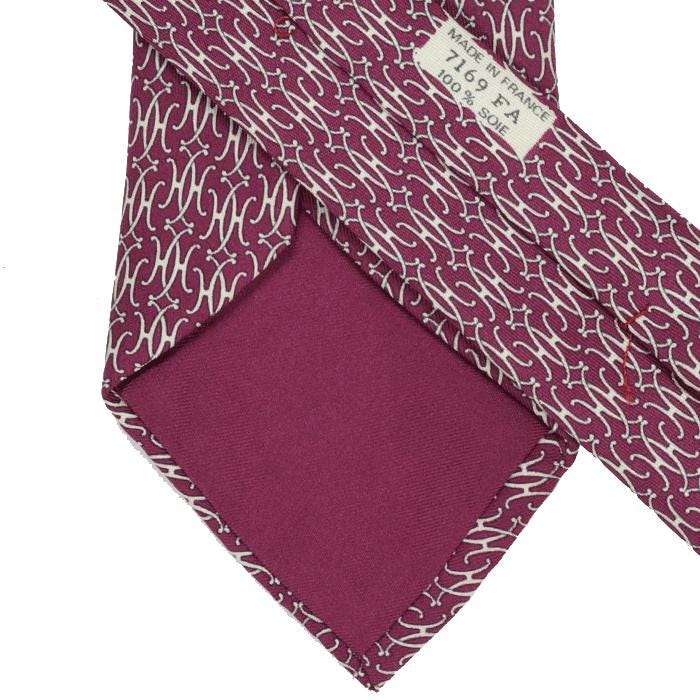 Hermes Men's Silk Tie Geometric H Pattern 7169