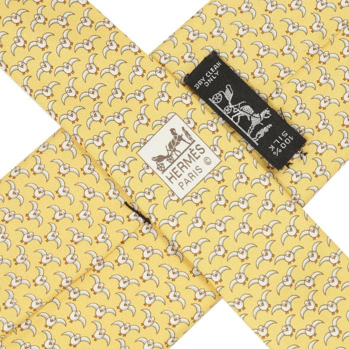 Hermes Men's Silk Tie Whimsical Seagulls Pattern 5192 | Necktie Cravate